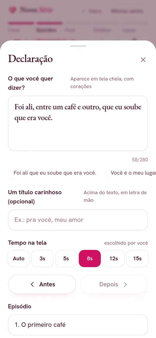 Tela do estúdio: Escreva as declarações