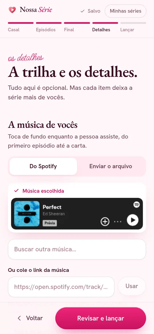 Tela do estúdio: Escolha a trilha