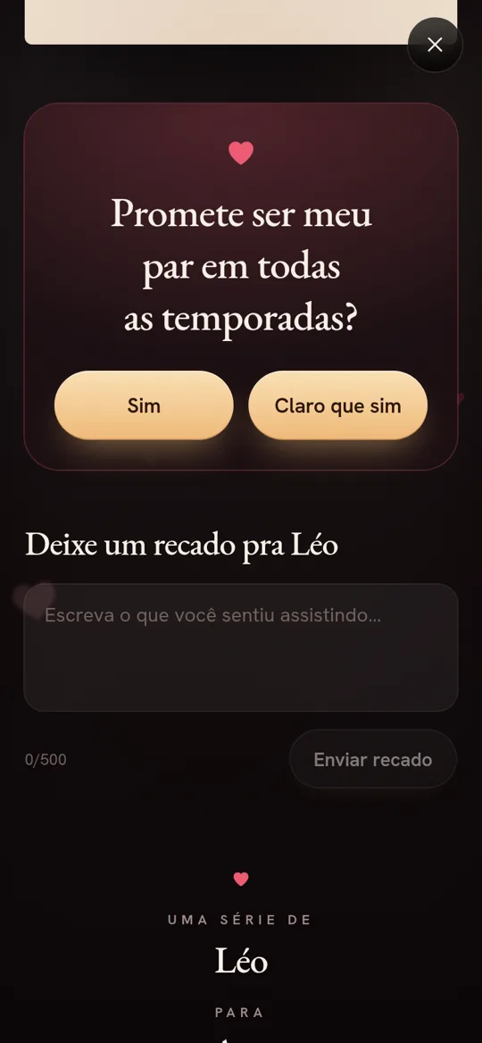 Um carinho no fim: Uma pergunta fofa, respondida ali mesmo.