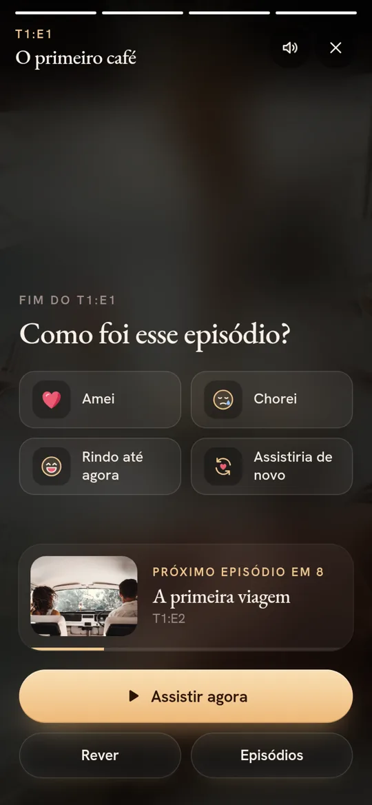 Como foi esse episódio?: Ela reage, e o próximo episódio já começa.